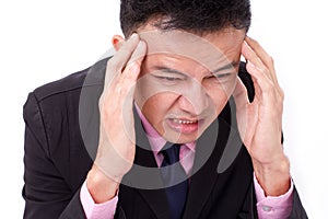 Businessman suffers from sickness, severe headache