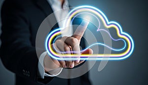Cloud Computing Technology Businessman Interacting with.