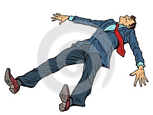 Businessman in a suit is resting. Fatigue from work