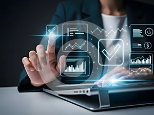 Businessman Interacting with Virtual Data Interface