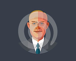 Businessman in a suit, tie and shirt. Flat illustration