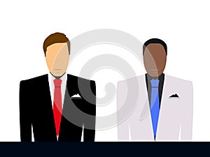 Businessman in suit and tie silhouette. Man in suit, depersonalized. Man on a white background, silhouette. photo