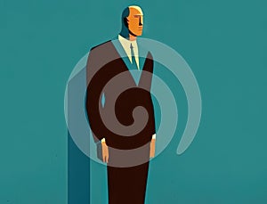 A businessman in a suit and tie symbolizing the power of selfinterest. Art concept. AI generation