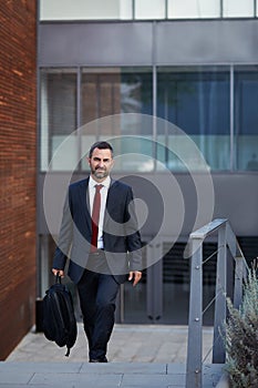 Businessman in a suit walking
