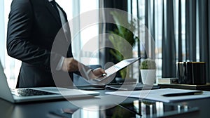 The businessman with tablet.AI generated image