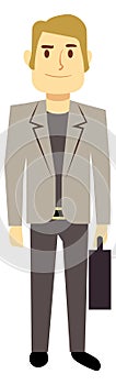 Businessman with suitcase. Office manager character. Standing man