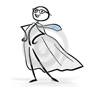 Businessman with superhero costume - stick figure