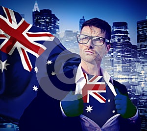 Businessman Superhero Country Australian Flag Culture Power Conc