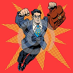 Businessman superhero work flight business concept