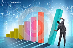 Businessman supporting economic growth on chart