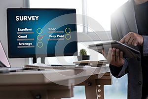 Businessman SURVEY and Results Analysis Discovery Concept