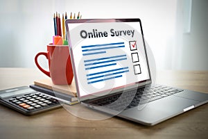 Businessman SURVEY and Results Analysis Discovery Customer Experience Concept