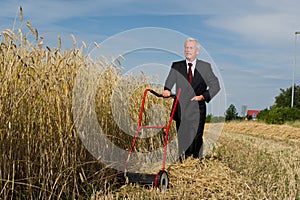 Businessman surveying a challenge