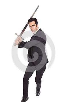 Businessman with a sword photo