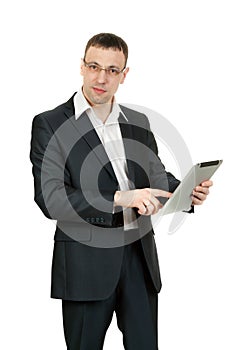 Businessman with tablet PC