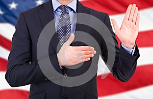 Businessman taking oath.