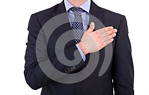 Businessman taking oath.