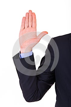 Businessman taking oath.