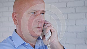 Businessman Talking Business Using Office Telephone