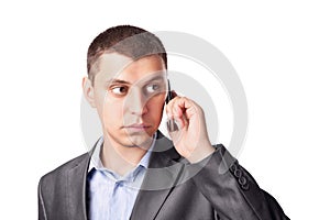 Businessman talking on his cell mobile phone