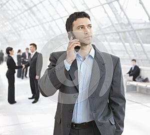 Businessman talking on mobile