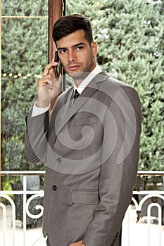 Businessman talking on mobile phone