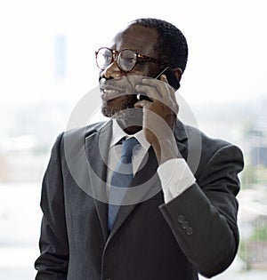 Businessman Talking Mobile Phone Business Deal Cocnept photo