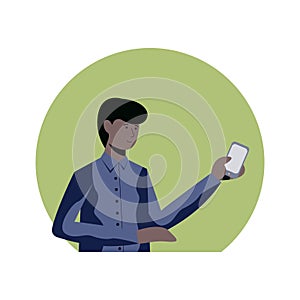 Businessman talking on mobile phone. Portrait of Cartoon Businessman Character.