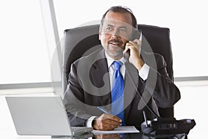 Businessman talking on phone
