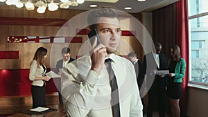 Businessman talking on phone