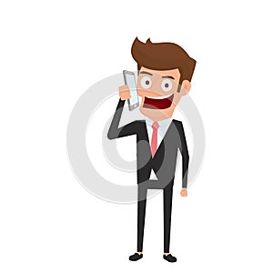 Businessman talking on the phone. Character design.