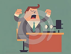 A businessman taps his fingers rhythmically on his desk his selfcontrol slipping as his frustration builds. Art concept