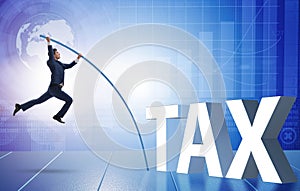 Businessman in tax evasion avoidance concept