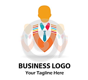 Businessman, team, top rank portrait logo, male icon