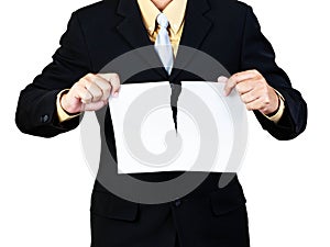 Businessman tear paper