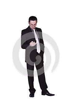 Businessman Texting On His Cell Phone