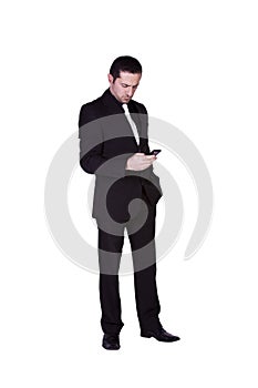 Businessman Texting On His Cell Phone