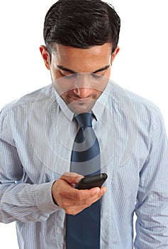 Businessman texting SMS