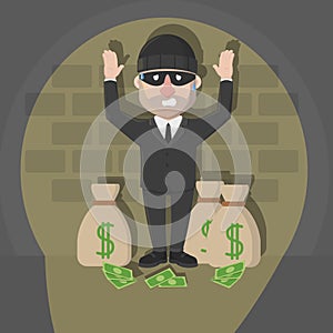 Businessman Thief Caught Color Illustration