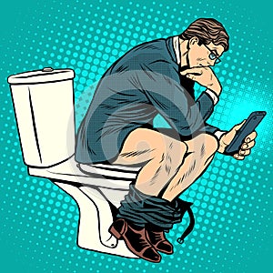 Businessman thinker on toilet photo