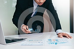 Businessman is thinking and analyse planing the strategy