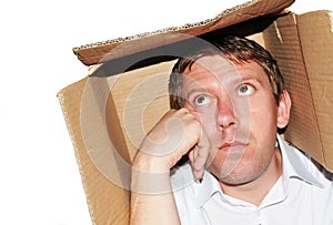 Businessman thinking inside the box