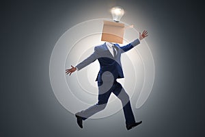 The businessman in thinking out of box concept