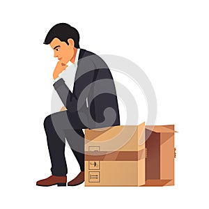 Businessman thinking outside the box concept