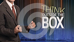 Businessman thinking and think outside the box