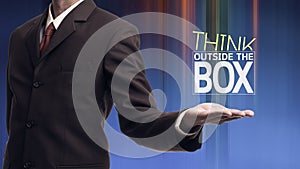 Businessman thinking and think outside the box