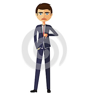 Businessman thumbs down. Angry unhappy businessman character
