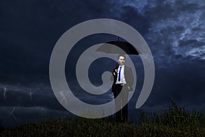 Businessman with thunderstorm