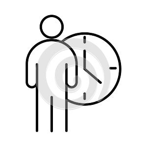 Businessman and time clock business management developing successful line style icon