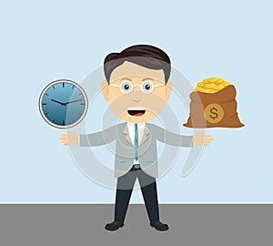 Businessman time clock money